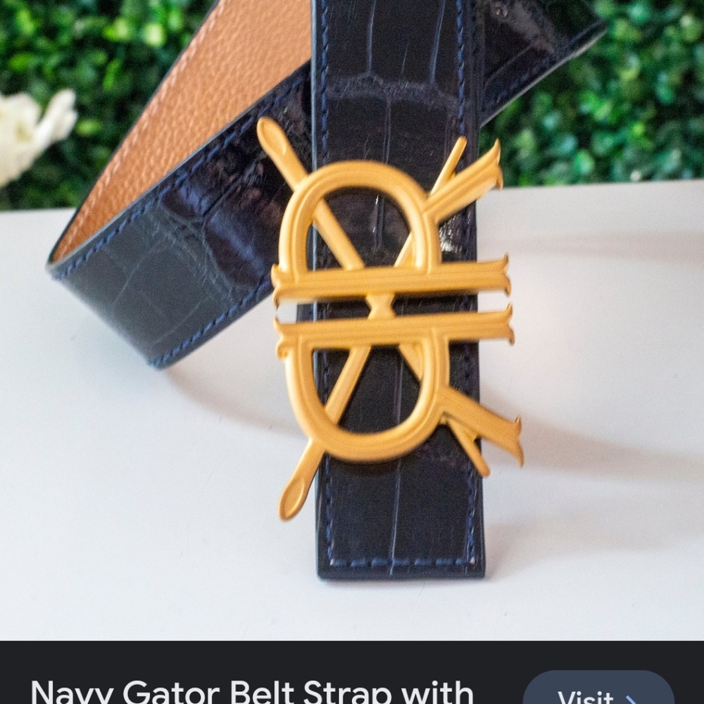 DOUBLE R BRAND NAVY GATOR BELT STRAP WITH BUCKLE